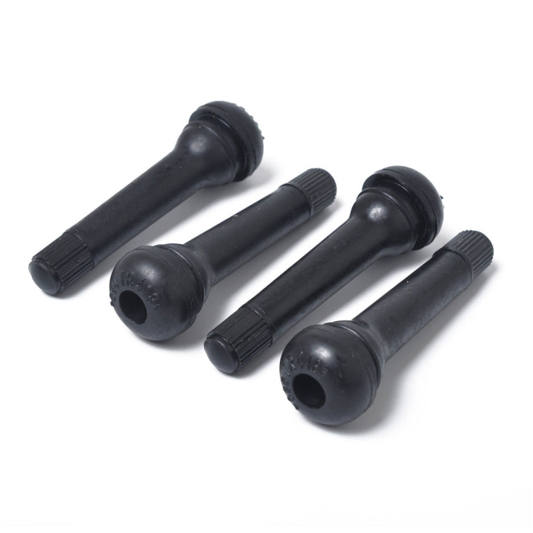 Stelo valvola corto in gomma nera a scatto (TR418) Confezione da 4 con chiave per nucleo valvola per fori per cerchioni Tubeless da 0,453 pollici 11,5 mm su pneumatici per veicoli standard, TR418