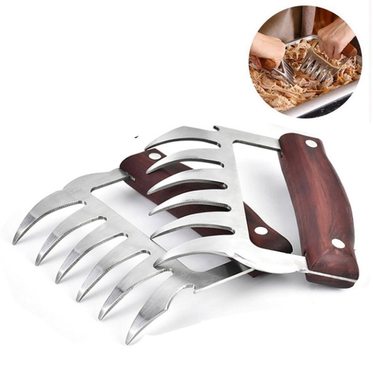 Set 2 forchette barbecue artiglio orso in acciaio e legno