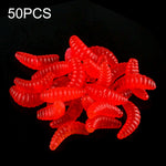 HENGJIA SO106 50 PCS 20mm Simulazione Pane Esca Vermi Mezzaluna Esca morbida A cavallo Pesce Verme Esca Attrezzi da pesca