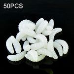 HENGJIA SO106 50 PCS 20mm Simulazione Pane Esca Vermi Mezzaluna Esca morbida A cavallo Pesce Verme Esca Attrezzi da pesca
