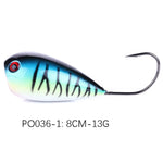 HENGJIA PO036 8 cm / 13 g bocca grande amo singolo che colpisce l'onda d'acqua esca dura esca attrezzatura da pesca all'aperto esca esca per la pesca attrezzatura da pesca, PO036-1, PO036-2, PO036-3, PO036-4, PO036-5, PO036-6, PO036-7, PO036-8