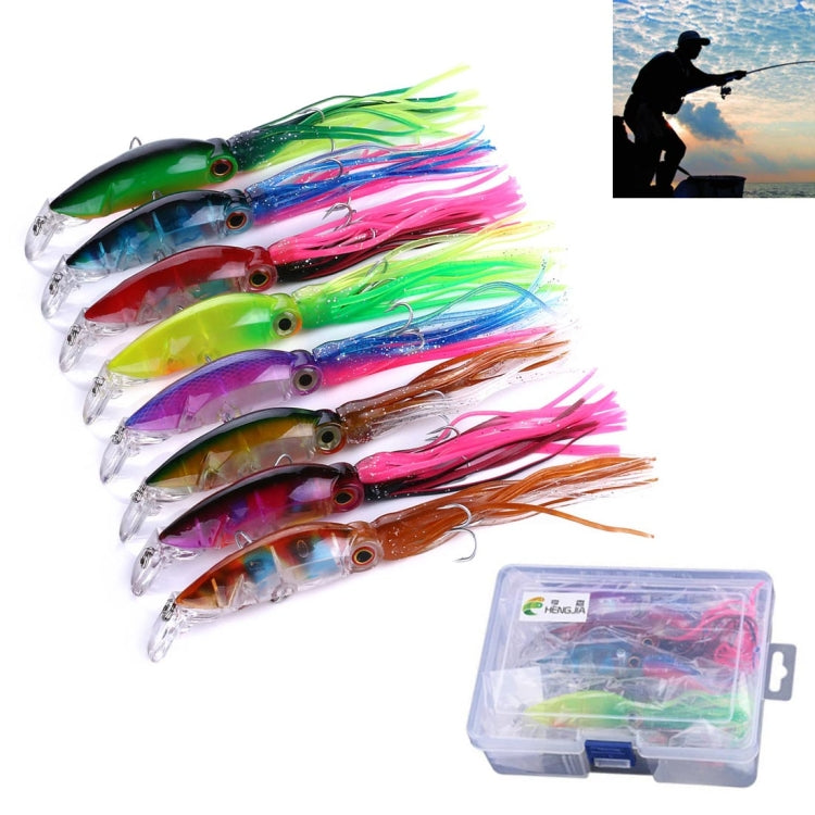 HENGJIA JIZ002 10 cm/16,6 g 8 pezzi Esche rigide a forma di calamari a forma di polpo grande Esche da pesca a tiro lungo Esche da attrezzatura per pesca in mare e pesca d'acqua dolce, in scatola, 8 PCS Boxed