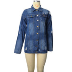 Trench coat in denim strappato di media lunghezza da donna