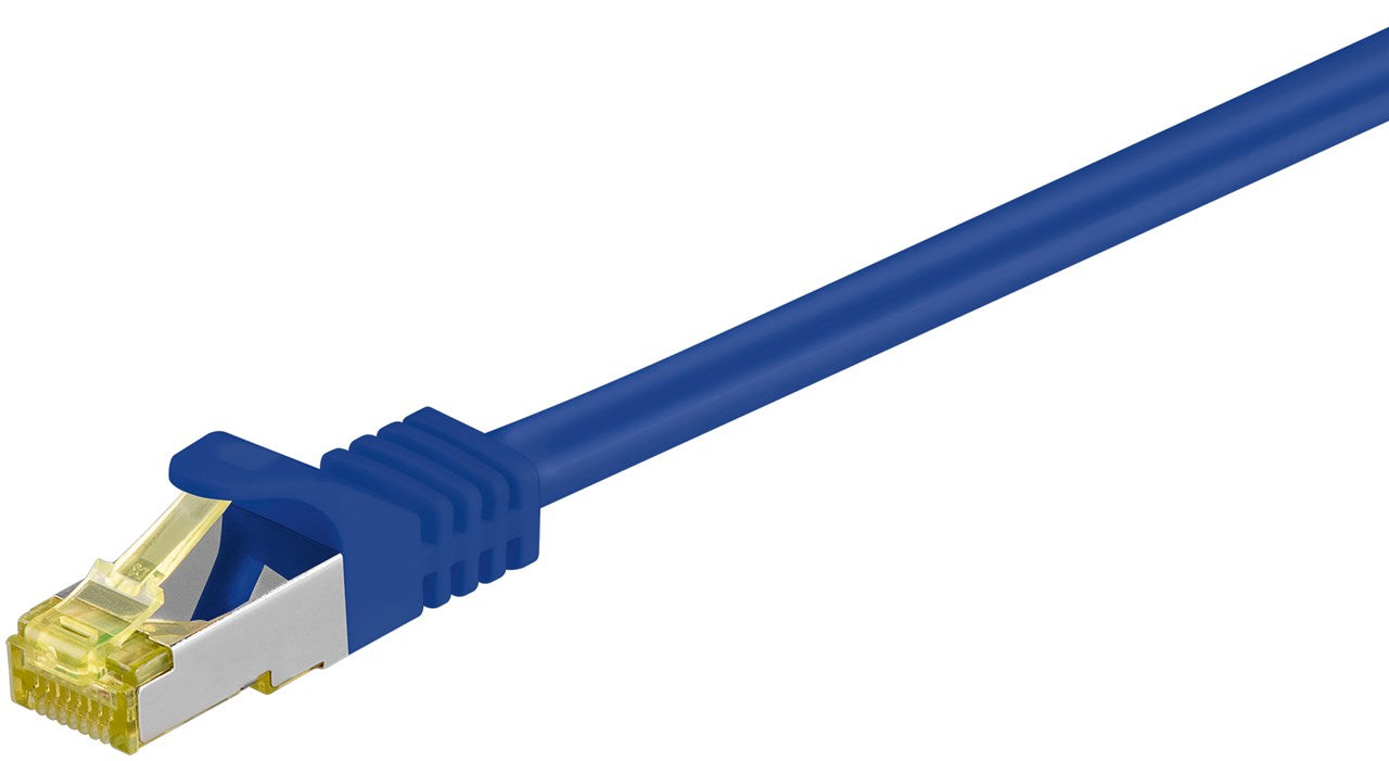 RJ45 cavo patch CAT 6A S/FTP PiMF 500 MHz con cavo grezzo CAT 7  blu guaina per cavo senza alogeni LSZH rame connettore RJ45 CAT 6A 20 m