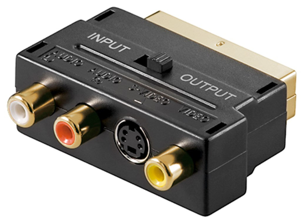 Adattatore da Scart a Video Audio Composito e S-Video IN/OUT spina SCART 21-pin - 3 prese RCA + Presa mini-DIN 4 S-Video