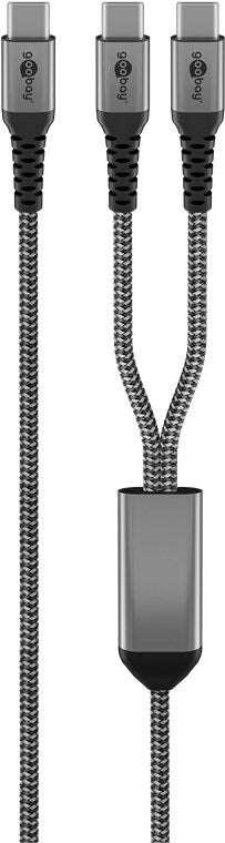 Cavo tessile USB-C 60 W Power Delivery 15 m nero;grigio