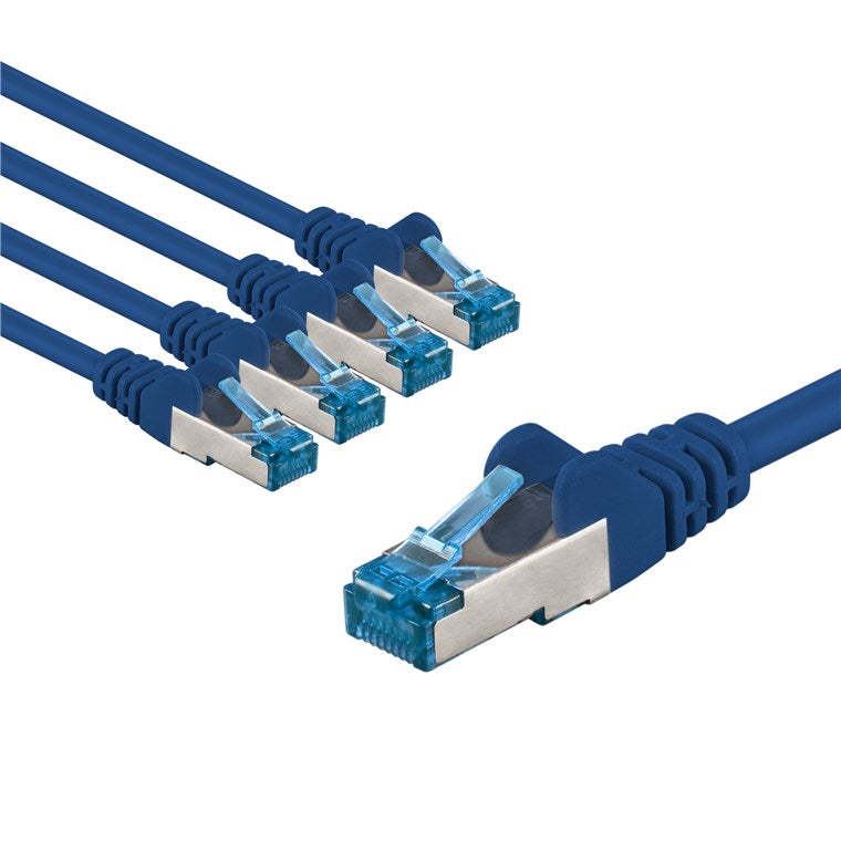 CAT 6A cavo patch S/FTP PiMF 1 m blu kit da 5