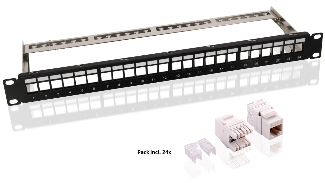 Kit composto da pannello Keystone a 24 porte 19 pollici 483 cm 1 U