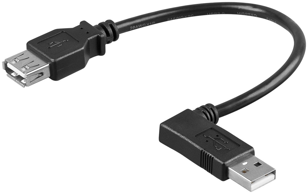 Cavo prolunga USB 2.0 Hi-Speed 90° nero presa USB 2.0 tipo A - spina USB 2.0 Type A 90° 0.15 m