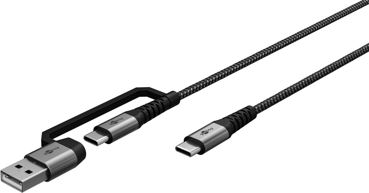 2in1 cavo tessile USB grigio siderale/argento 2 m