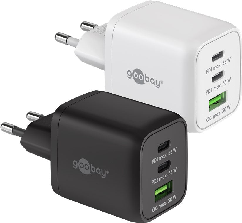 Caricatore rapido multiporta USB-C PD GaN Nano 65 W bianco