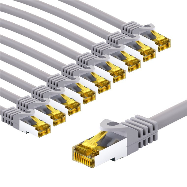 RJ45 cavo patch CAT 6A S/FTP PiMF 500 MHz con cavo grezzo CAT 7 3 m grigio kit di 10