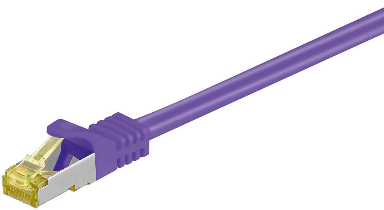 RJ45 cavo patch CAT 6A S/FTP PiMF 500 MHz con cavo grezzo CAT 7  viola guaina per cavo senza alogeni LSZH rame connettore RJ45 CAT 6A 20 m