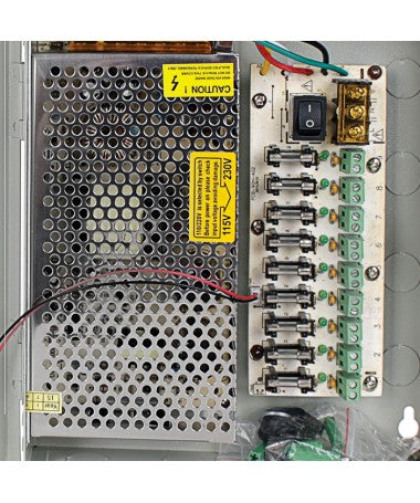 Box alimentatore switching 12V 10A con 9 uscite con fusibile di protezione