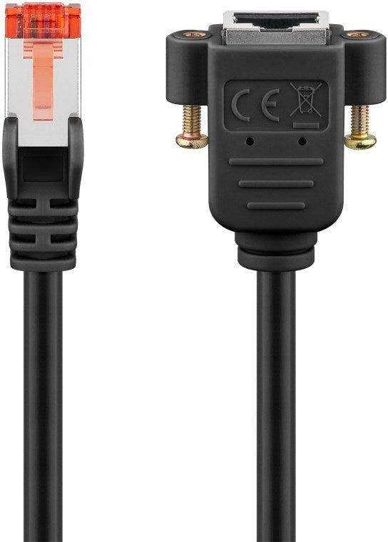 CAT 6 prolunga S/FTP PiMF nero conduttore di rame CU guaina del cavo senza alogeni LSZH con flangia di montaggio 3 m