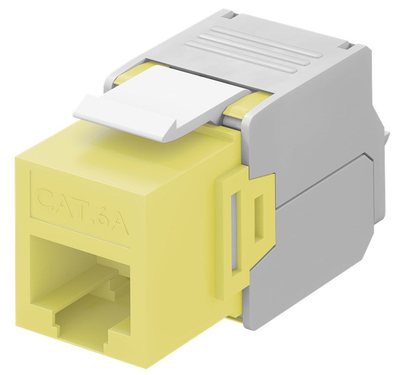 Modulo Keystone RJ45 CAT 6A UTP 165 mm di larghezza tipo coccodrillo morsettiera per montaggio IDC senza attrezzi giallo