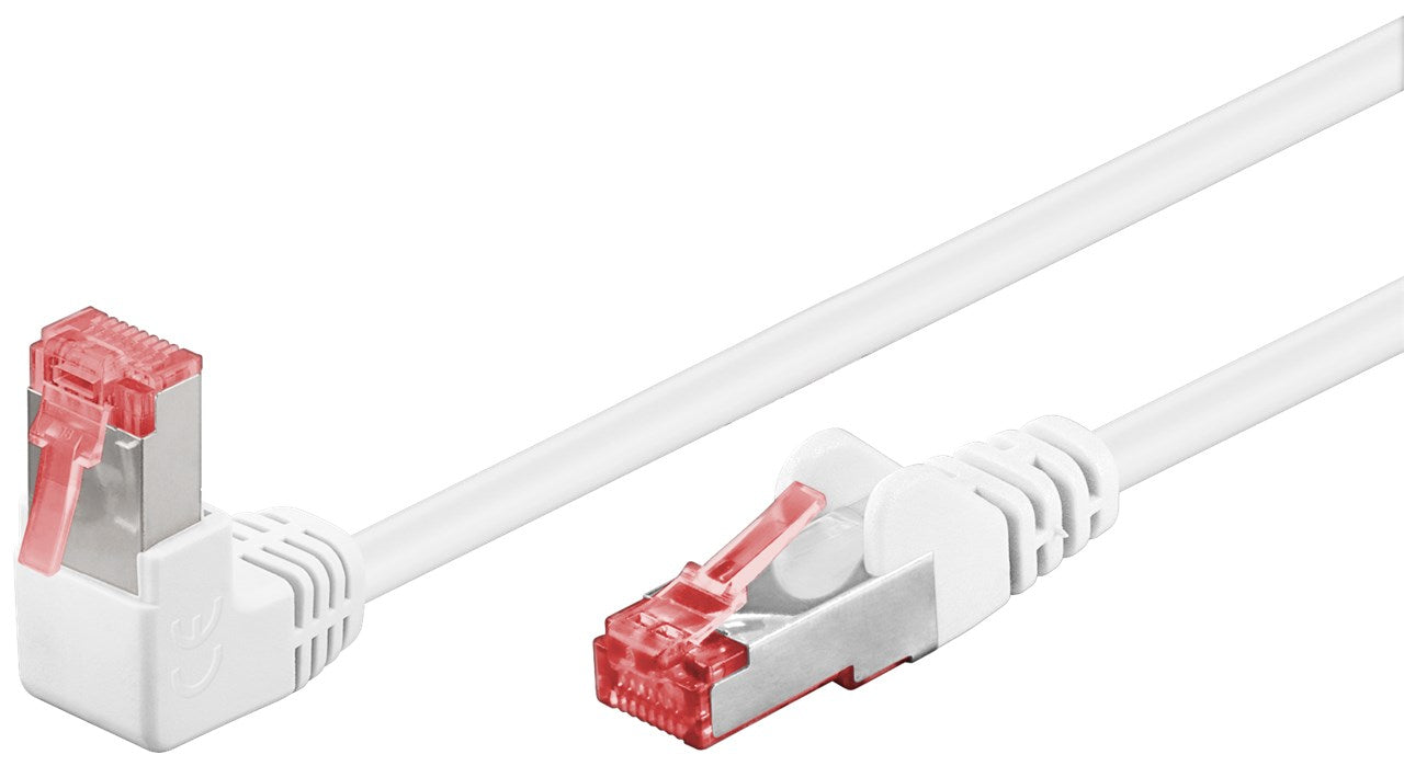 CAT 6 cavo patch 1x 90° angolato S/FTP PiMF bianco 025 m