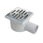 Chiusino orientabile sifonato ribassato 10x10cm in PP con scarico laterale e griglia in acciaio INOX 50mm  CHL10/50NX 1CHL10/50NX E9193