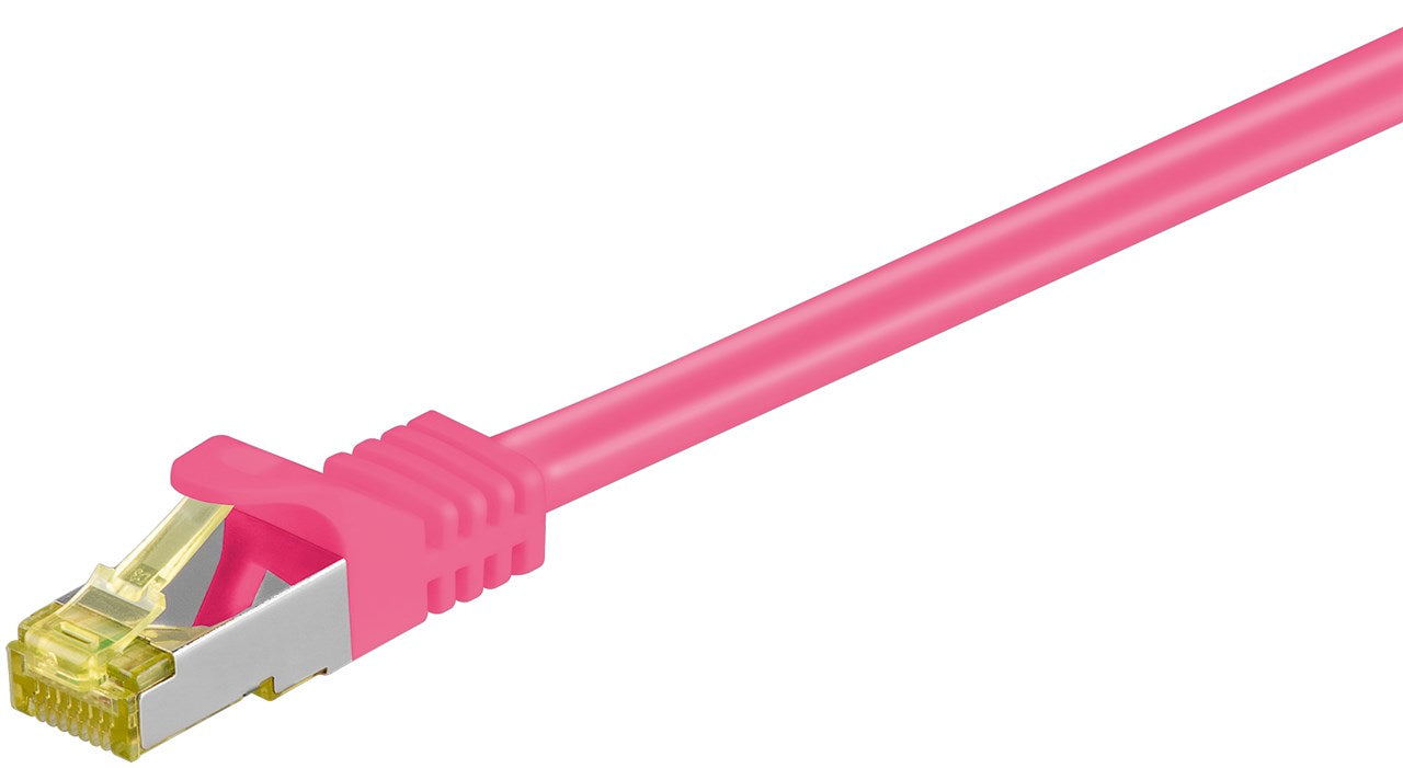 RJ45 cavo patch CAT 6A S/FTP PiMF 500 MHz con cavo grezzo CAT 7  magenta guaina per cavo senza alogeni LSZH rame connettore RJ45 CAT 6A