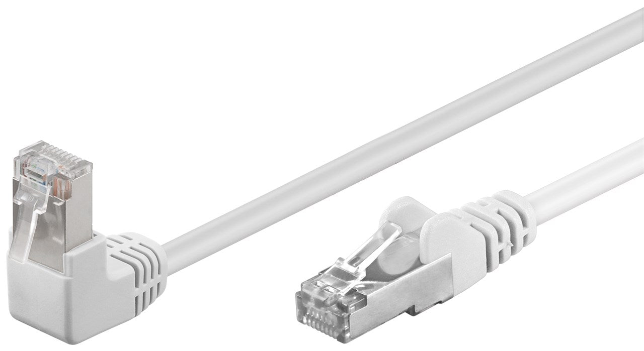 CAT 5e cavo patch 1x 90° angolato F/UTP bianco 025 m