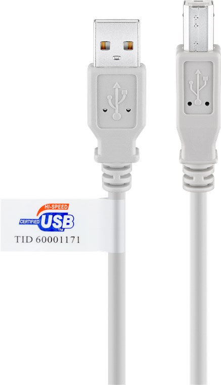 Cavo USB 2.0 ad alta velocità con certificazione USB grigio spina USB 2.0 tipo A - spina USB 2.0 tipo B