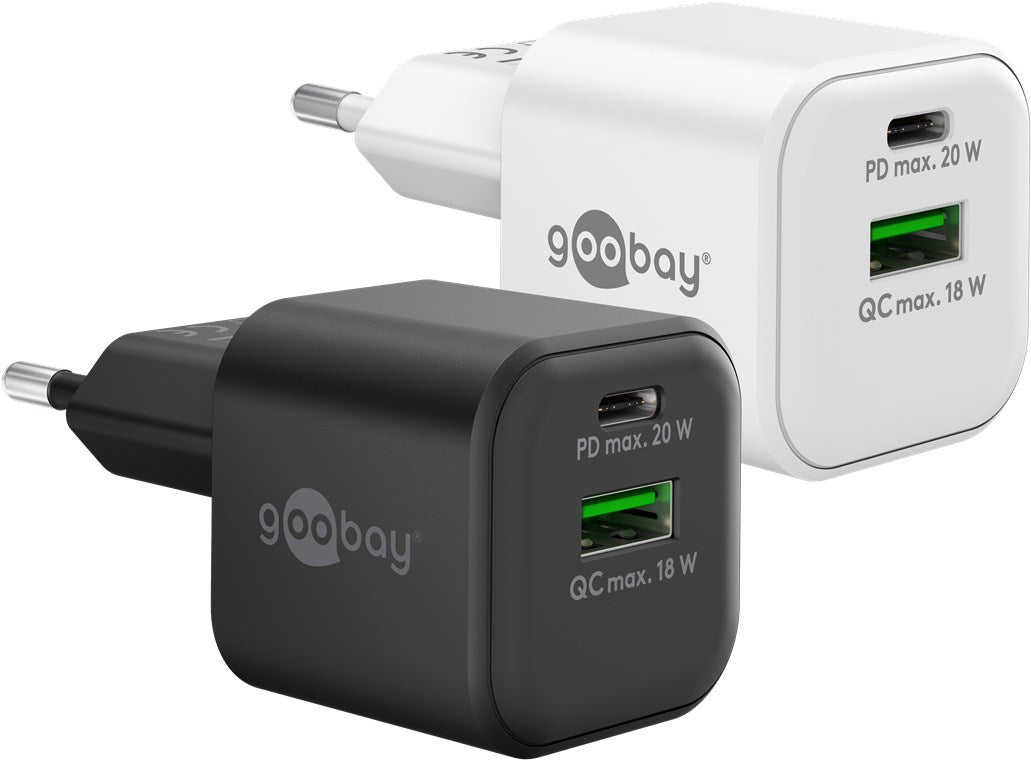 Caricatore rapido doppio USB-C PD GaN 20 W bianco