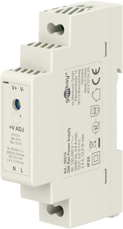 Alimentatore per guida DIN 5 V 24 A 12 W