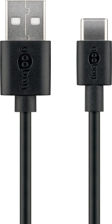 Cavo di ricarica e sincronizzazione USB-C USB-A - USB-C adatto a dispositivi con porta USB-C nero 3 m