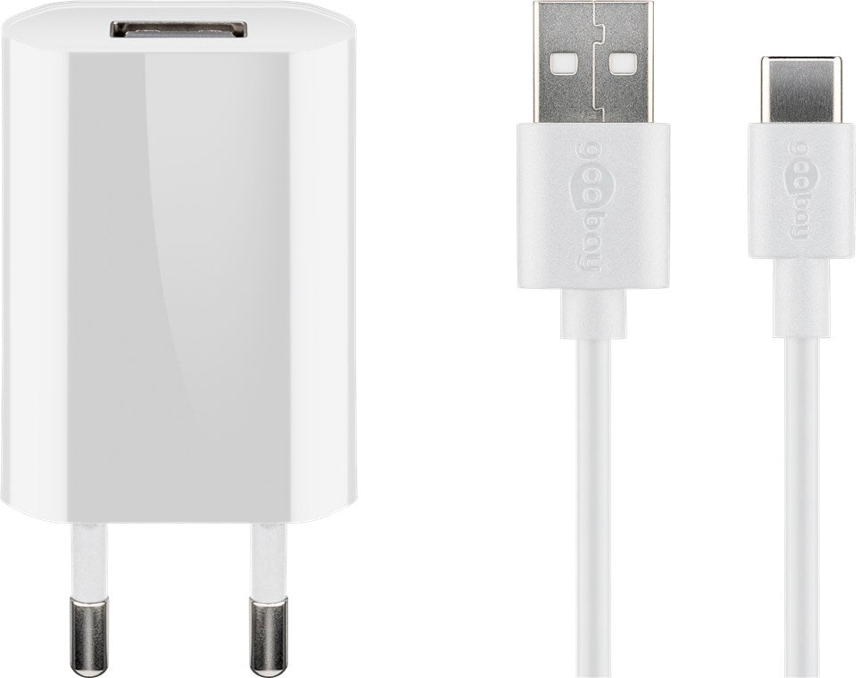 Set di ricarica USB-C 5 W Alimentazione con cavo Type-C 1 m bianco