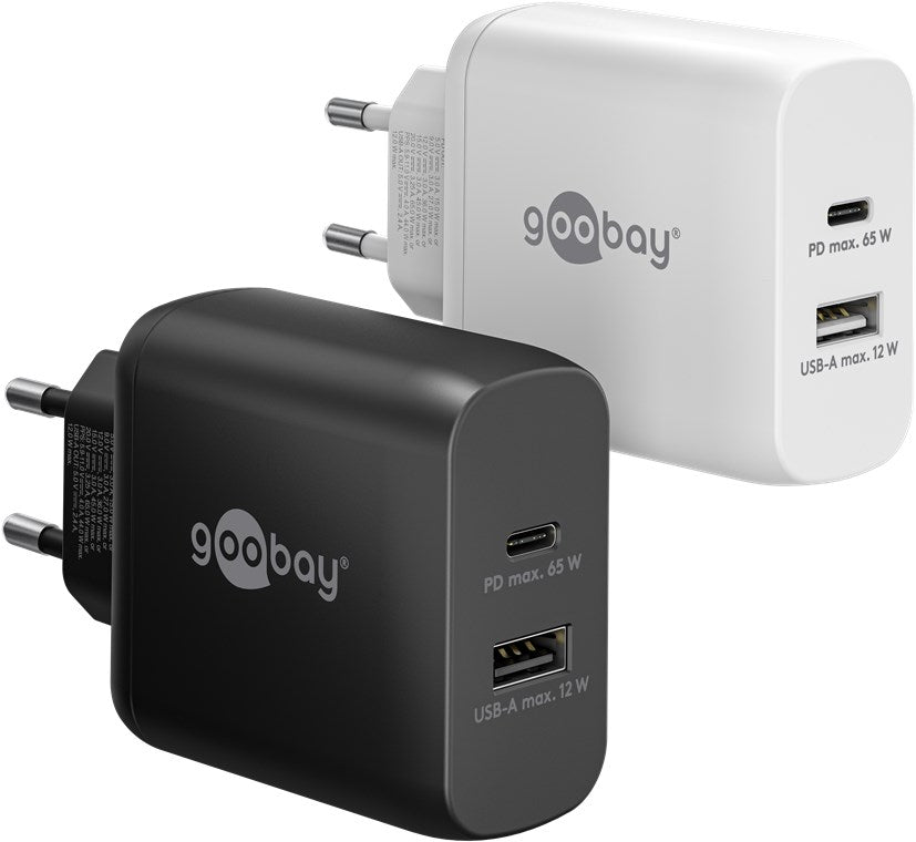 Caricatore rapido doppio USB-C PD GaN 65 W bianco