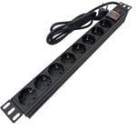 Multipresa 8 posti Schuko per armadio rack 19" con interruttore luminoso E6000