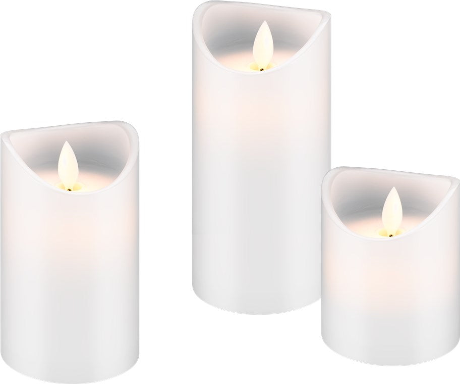 Set di 3 candele a LED in vera cera bianco