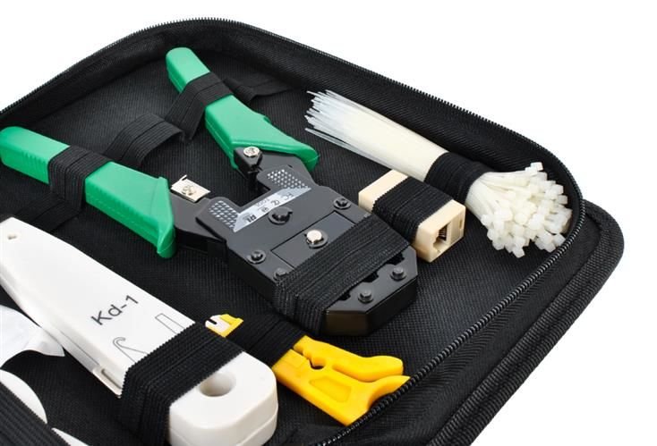 Set di strumenti di rete tester per cavi/pinza crimpatrice/plug/copriconnettore/fascette 145 pezzi  5902802910554 0000794 Iso Trade F1625