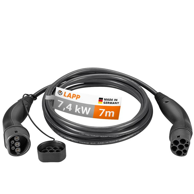 Cavo di ricarica di Tipo 2 fino a 74 kW m nero 5555934006 32 A monofase per la ricarica di auto ibride ed elettriche con connessione di Tipo 2