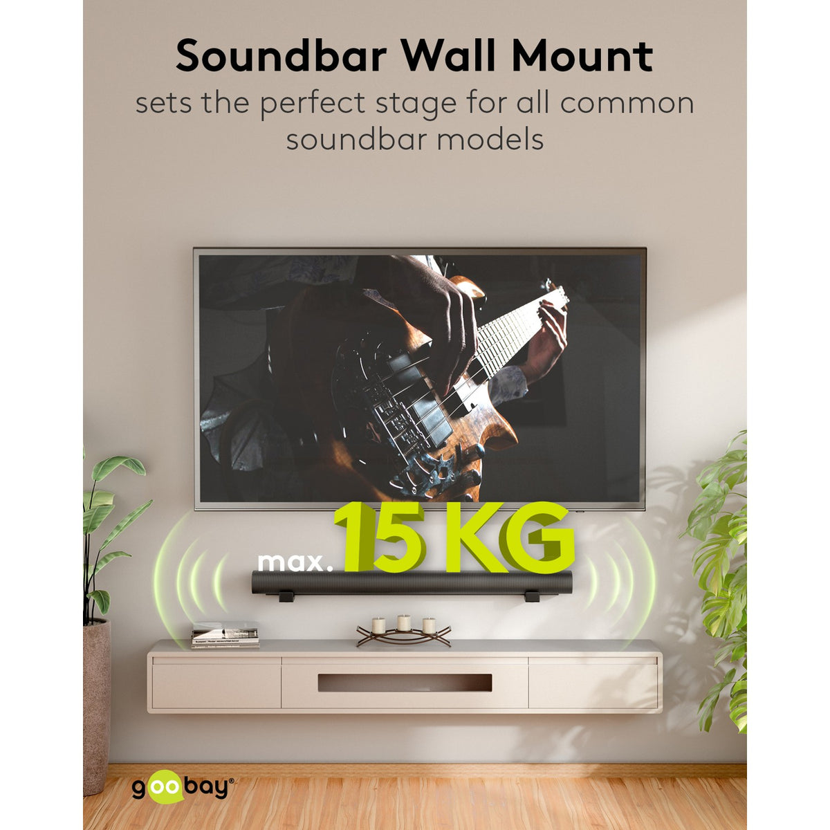 Supporto universale a parete per soundbar Goobay nero