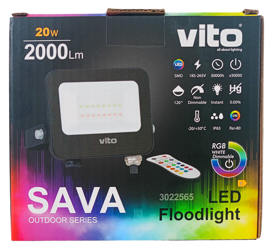 Faretto LED RGB SAVA 20W 2000Lm IP65 IK08 – VITO 3022565 6977231352335