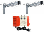 Kit antenna TV DVB-T2 con 2 antenne UHF e centralina KITSAT100