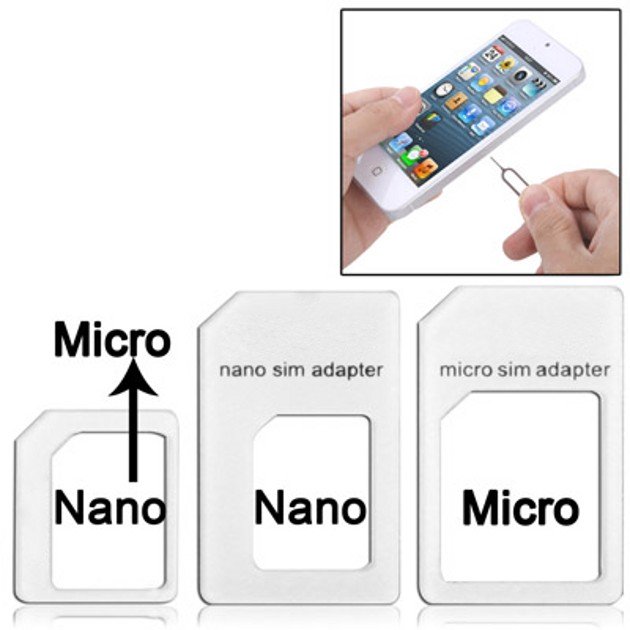 Adattatore Nano SIM/micro-SIM/SIM standard - Bianco