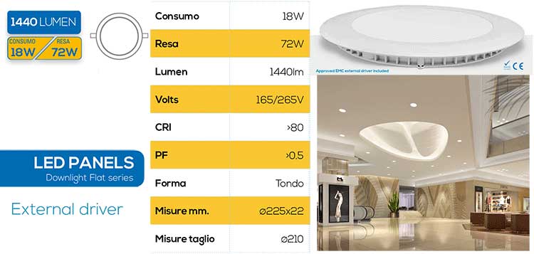 Pannello LED rotondo 18W SMD - Luce calda 5559 EL1977