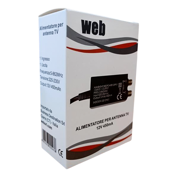 Alimentatore per antenna TV 12V 450mA MT988 8053323555476